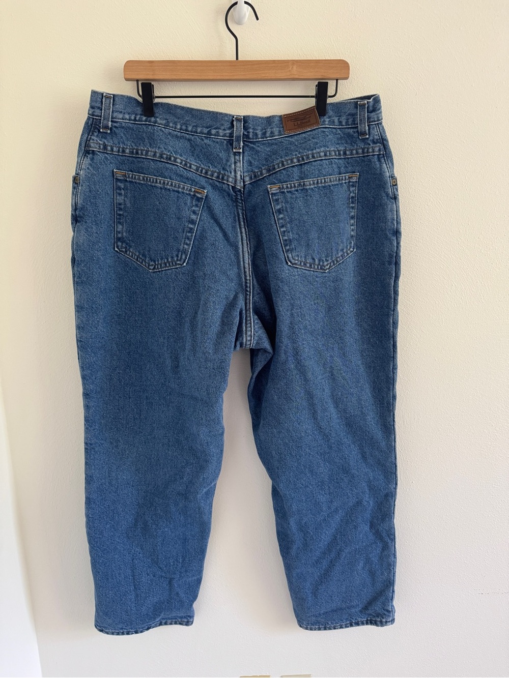 Vintage L.L.Bean USA Made Flannel Lined Jeans Women’s 20W Denim Red Plaid Cotton